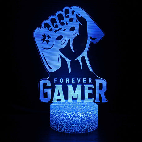 Iluminated Forever Gamer Controller 3D Lamp in Dark Setting