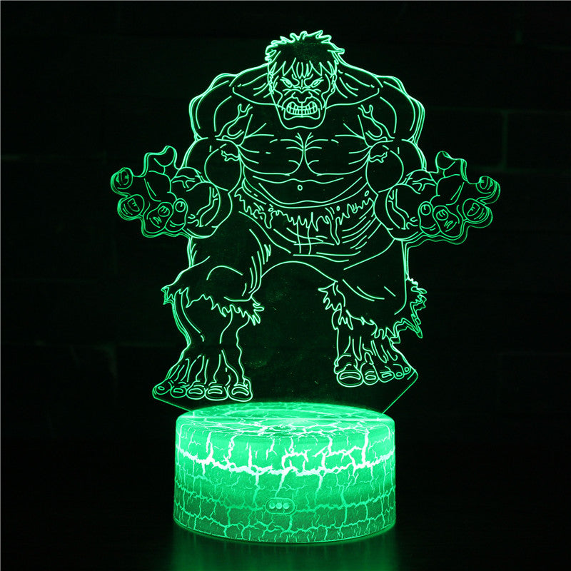 Illuminated Marvel Hulk 3D Lamp in Dark Setting