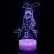 Illuminated Bunny Girl Senpai Mai Sakurajima Kneeling 3D Lamp in Dark Setting
