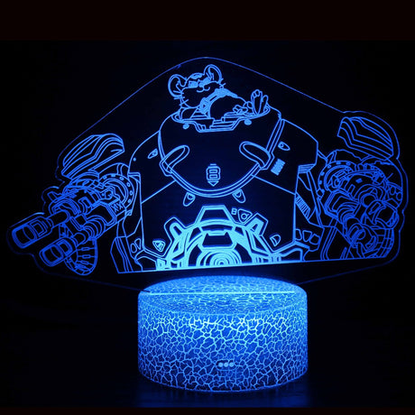 Illuminated Overwatch Wrecking Ball Hammond 3D Lamp in Dark Setting