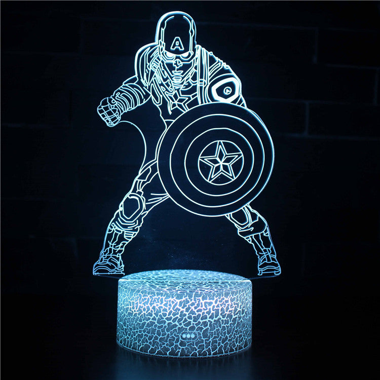 Illuminated Marvel Captain America 3D Lamp in Dark Setting