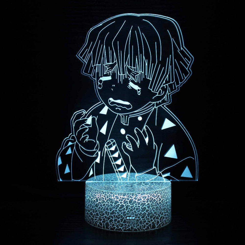 Illuminated Demon Slayer - Zenitsu Agatsuma 3D Lamp in Dark Setting