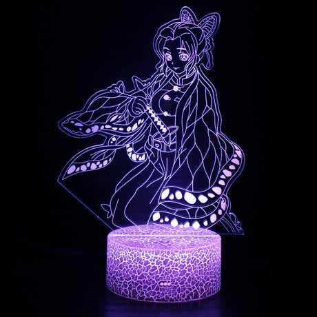 Illuminated Demon Slayer - Shinobu Kocho 3D Lamp in Dark Setting