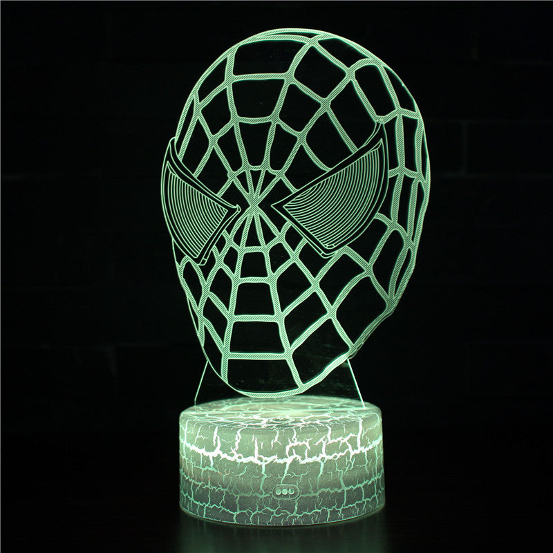 Illuminated Marvel Spiderman Mask 3D Lamp in Dark Setting