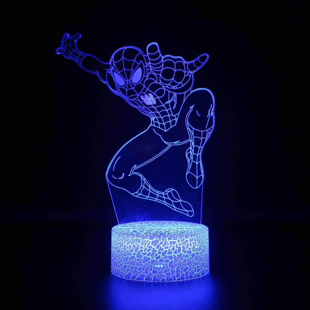 Illuminated  Marvel Spiderman Jumping 3D Lamp in Dark Setting