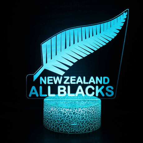 Iluminated  Rugby New Zealand All Blacks 3D Lamp in Dark Setting
