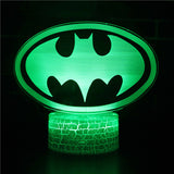 Illuminated Batman Logo 3D Lamp in Dark Setting