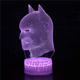 Illuminated Batman Head 3D Lamp in Dark Setting