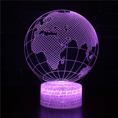 Iluminated World Globe 3D Lamp in Dark Setting