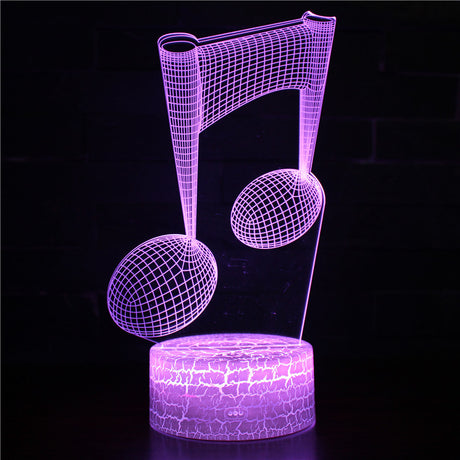 Iluminated Music Notes 3D Lamp in Dark Setting