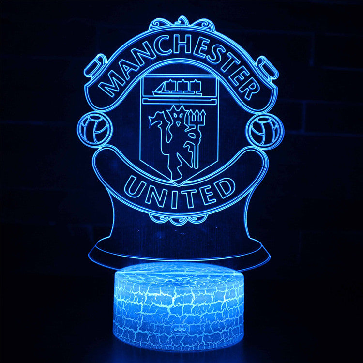 Illuminated Football - Manchester United’s 3D Lamp in Dark Setting