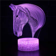 Illuminated Horse Head Graphic 3D Lamp in Dark Setting