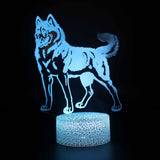 Illuminated Wolf Standing 3D Lamp in Dark Setting