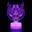 Illumnated Patterned Wolf Grow 3d lamp in dark setting