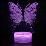 Iluminated Butterfly 3D Lamp in Dark Setting