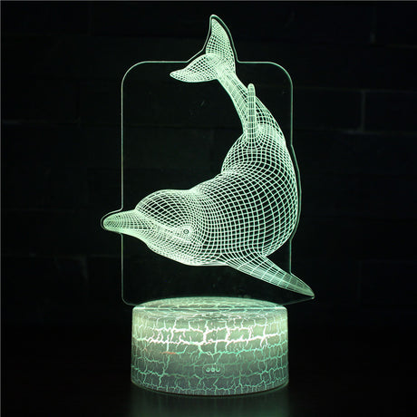 Iluminated Dolphin Swimming Forward 3D Lamp in Dark Setting
