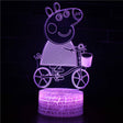 Illuminated Peppa Pig Riding A Bike 3D Lamp in Dark Setting