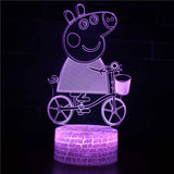 3D Lamp - Peppa Pig Riding A Bike