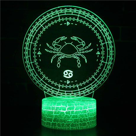 Illuminated Zodiac Sign Cancer 3D Lamp in Dark Setting