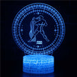 Iluminated Zodiac Sign Aquarius 3D Lamp in Dark Setting
