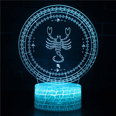 Iluminated Zodiac Sign Scorpio 3D Lamp in Dark Setting
