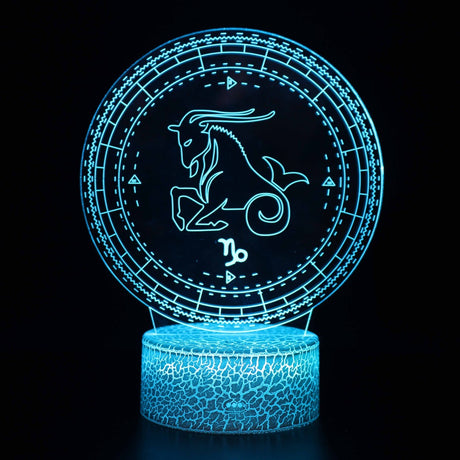 Iluminated Zodiac Sign Capricorn 3D Lamp in Dark Setting
