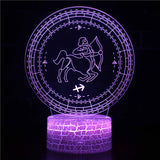 Iluminated Zodiac Sign Sagittarius 3D Lamp in Dark Setting