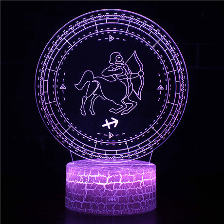 Iluminated Zodiac Sign Sagittarius 3D Lamp in Dark Setting