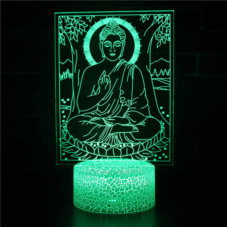 Illuminated Buddha 3D Lamp in Dark Setting