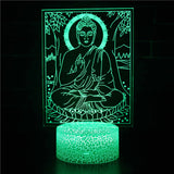 Illuminated Buddha 3D Lamp in Dark Setting