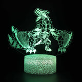 Dragon In Armour Wings Out 3D Lamp Acrylic