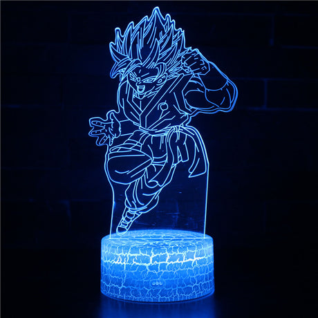 Illuminated Dragon Ball Z - Goku SSJ3 Punching Knee Up 3D Lamp in Dark Setting 