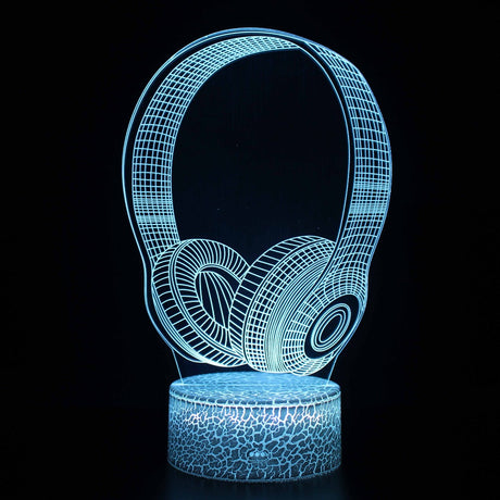 Iluminated Headphones 3D Lamp in Dark Setting