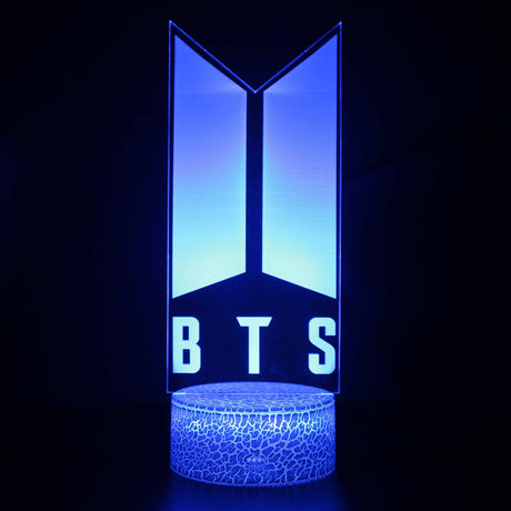 Illuminated BTS 3D Lamp in Dark Setting