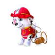 Front view of the Walking Paw Patrol Marshall toy, showcasing its detailed firefighter outfit and friendly expression.