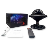 ufo galaxy projector with box, cables, user guide and control